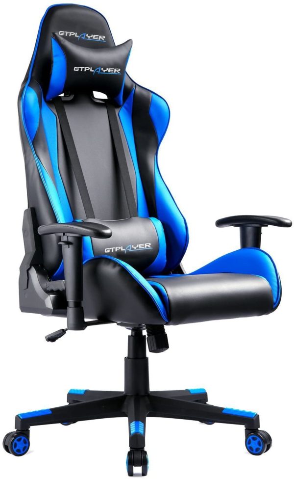 GTPLAYER Chaise de gaming de couleur bleu et noir