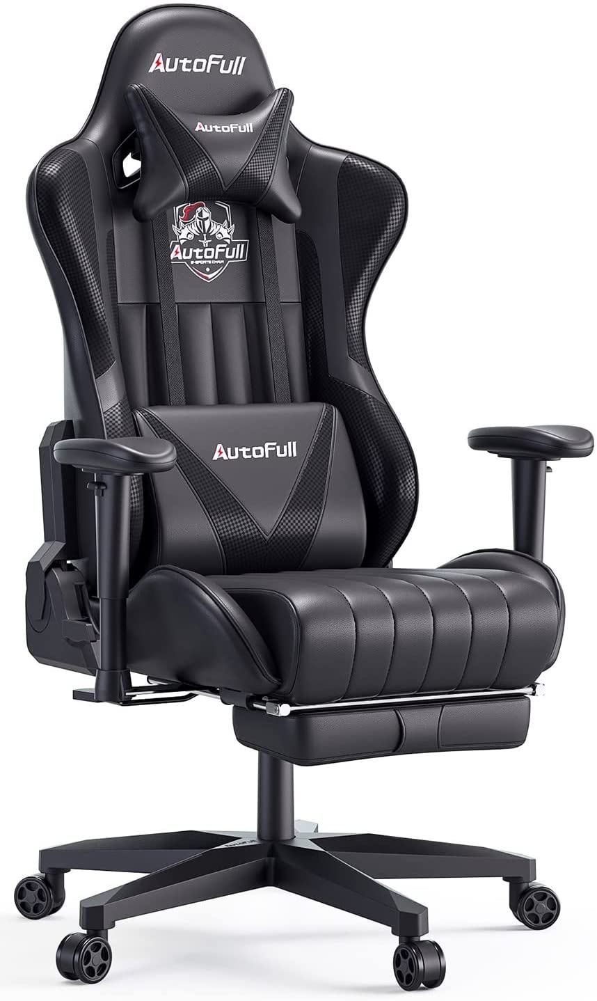 AutoFull chaise gamer en cuir noir