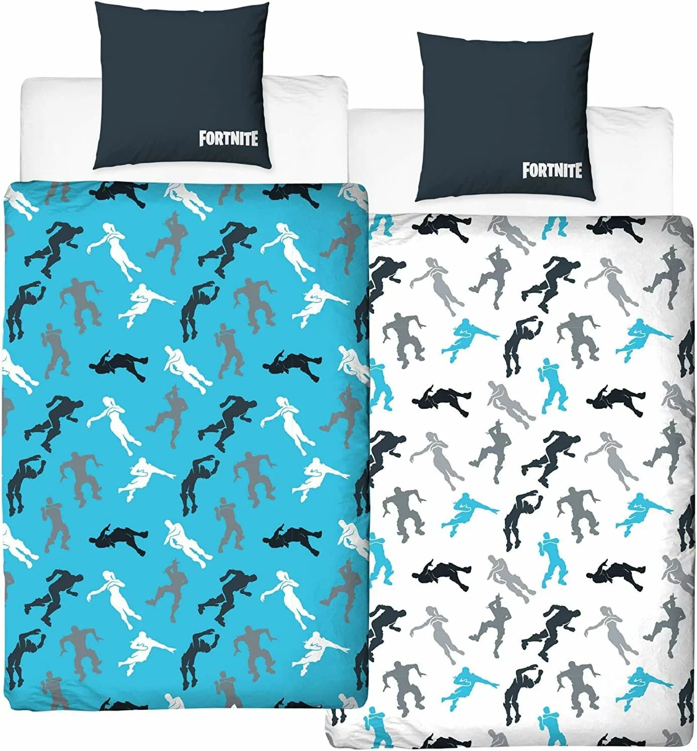 housse de couette fortnite emote blanc noir gris