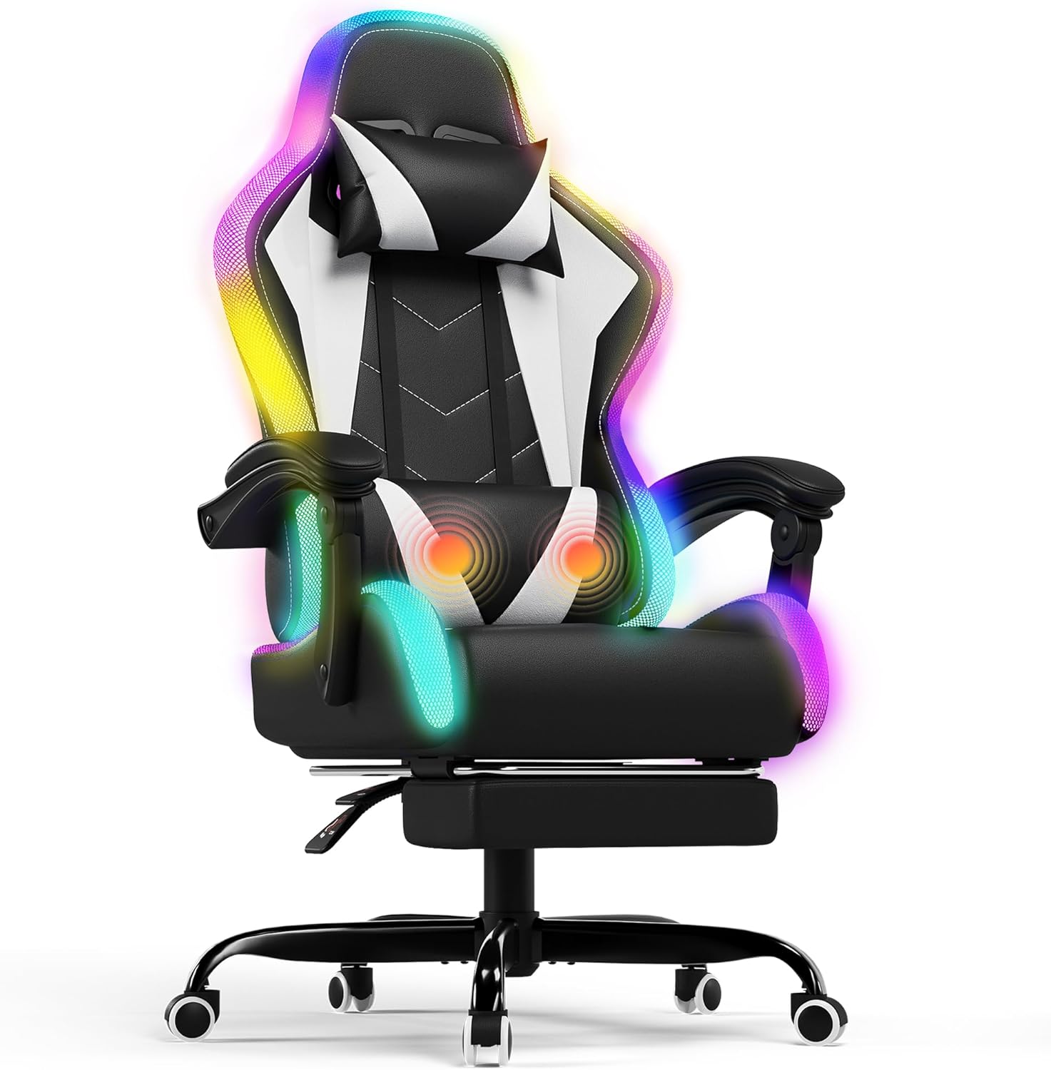 chaise gaming pas cher Devoko RGB LED repose-pieds